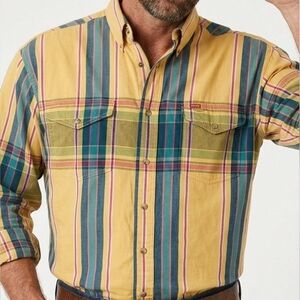 Wrangler VTG Brushpopper Striped Medium Western Shirt Western Core Cowboy Rodeo